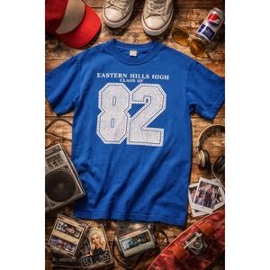Vtg 80s Class Of 82 T Shirt Large 50/50 USA Made 1982 Blue Eastern Hills High